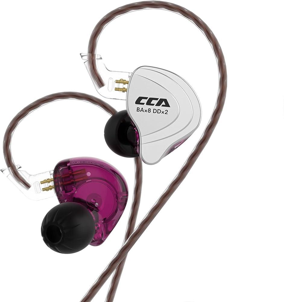 Навушники CCA C10 Mic гібридні дротові Оригінал Фіолетовий з сріблом