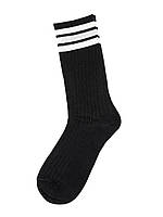 Черные высокие носки с полосками, размер 36-41