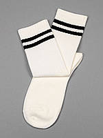 Белые высокие носки с полосками на манжетах, размер 36-41