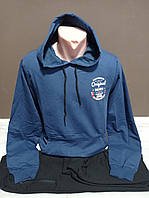 Чоловічий спортивний костюм Оригінал Туреччина демісезон синій худий з капюшоном і штани розміри 46-52