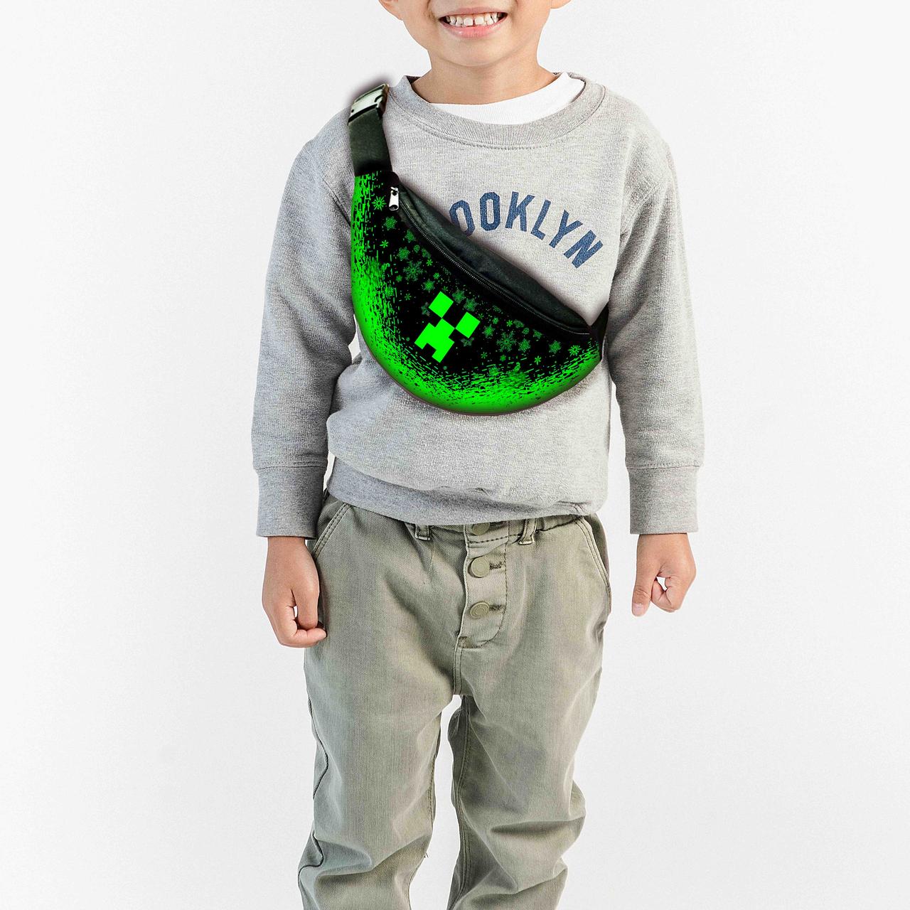 Сумка-бананка дитяча майнкрафт кріпер "Minecraft" з принтом ,32х15см,сумка для хлопчика через плече (0319), фото 1