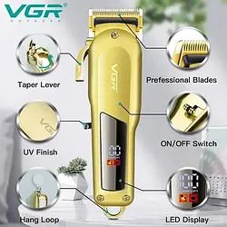 Машинка (триммер) для стрижки волос VGR V-278, Professional, 6 насадок, LED Display, STRONG BATTERY
