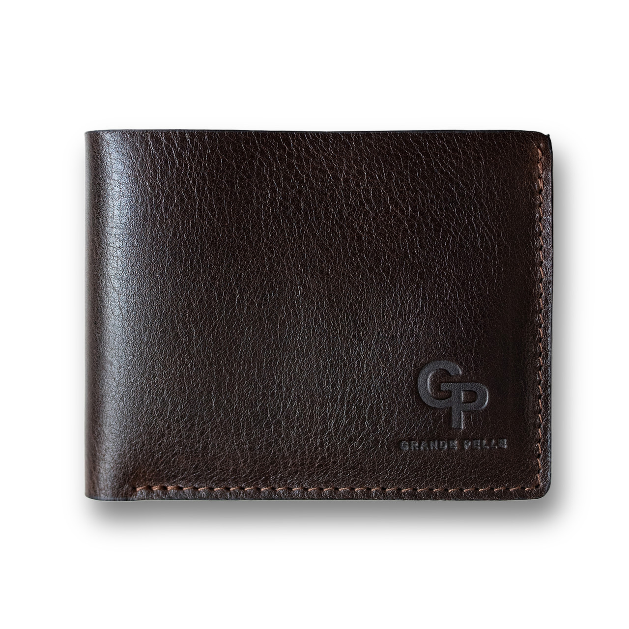 Шкіряний чоловічий гаманець коричневого кольору з натуральної шкіри з віконцем для паспорта та монетницею