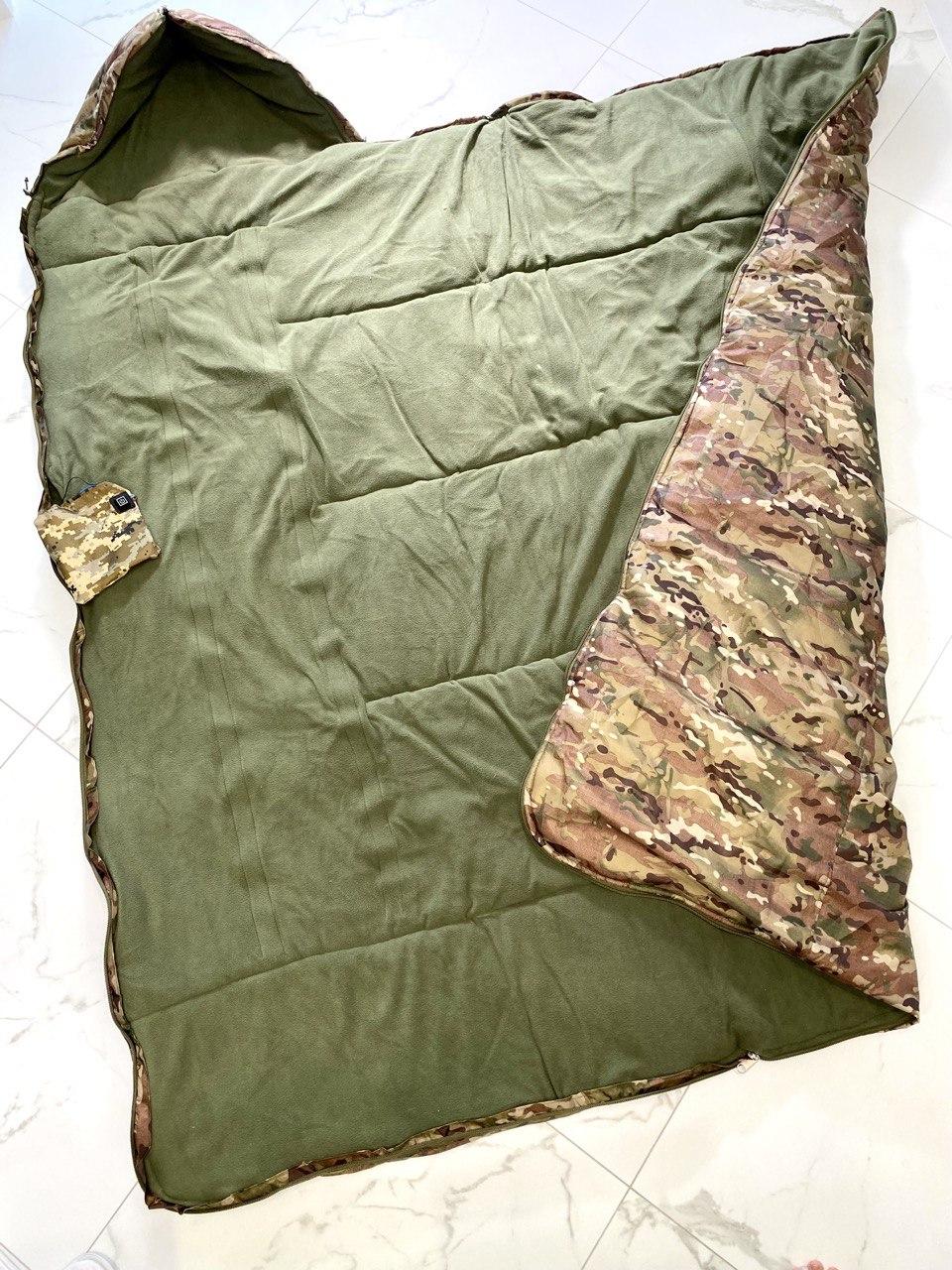 Спальний мішок з підігрівом від павербанку 100х243см. Спальник теплий до -30 з флісом та синтепоном. Мультикам, фото 1