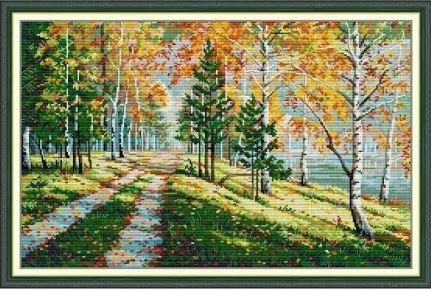 Набір для вишивання за нанесеною на канву схемою "Autumn 3". AIDA 14CT printed, 53*36 см