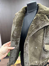 Стильна жіноча дублянка на хутрі, тканина "Еко-замш" 42 розмір, фото 5