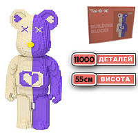 Конструктор 3D Bearbick Медведь Мишка Building Blocks Purple heart 55 см на 11000 деталей