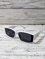 Солнцезащитные очки женские, черные, глянцевые в белой пластиковой оправе (без бренда)