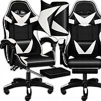 Игровое геймерское кресло с подставкой для ног Gordon M1 G265 +массажные подушки.