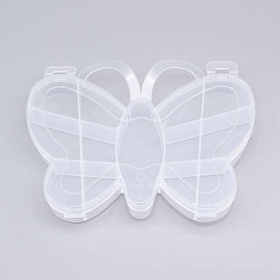 Контейнер для Бісера та Бусин, Пластик, Метелик, Колір: Безбарвний, Розмір: 11.2x13.8x1.9см, 1 шт