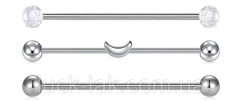 Сережка для пірсингу, штанга довга 38 мм, індастріал, фото 1