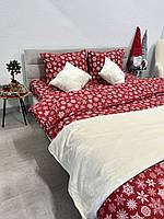 Комплект постельного белья 2- спальный фланель Ecotton Снежинка на красном