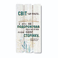 Декоративная деревянная табличка 30 15 "Світ це книга"