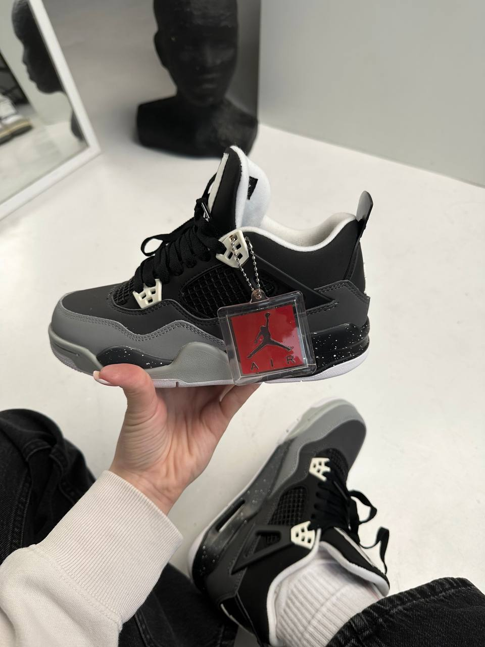 Кросівки Nike Air Jordan 4 retro black-grey/ Найк Аір Джордан 4 ретро чорно-сері