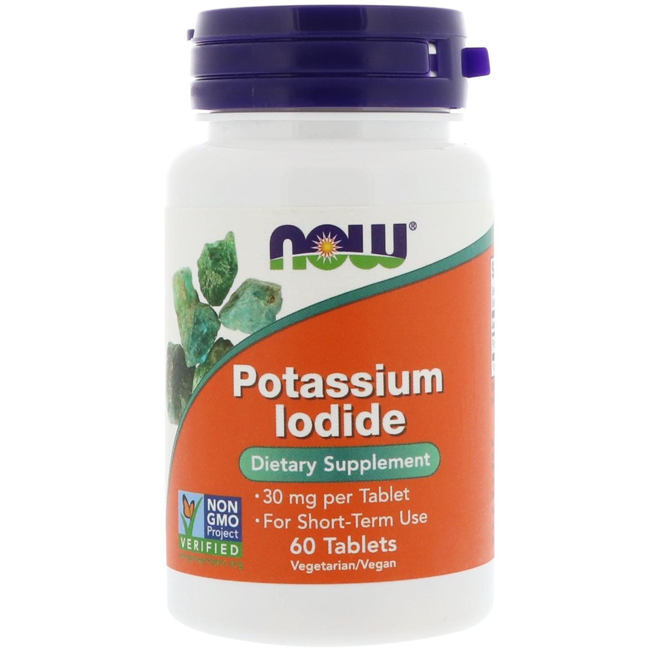 Йодид калію, Potassium Iodide, Now Foods, 30 мг, 60 таблеток, знижка