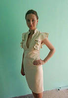 Нарядное платье-корсет с воланами молочного цвета