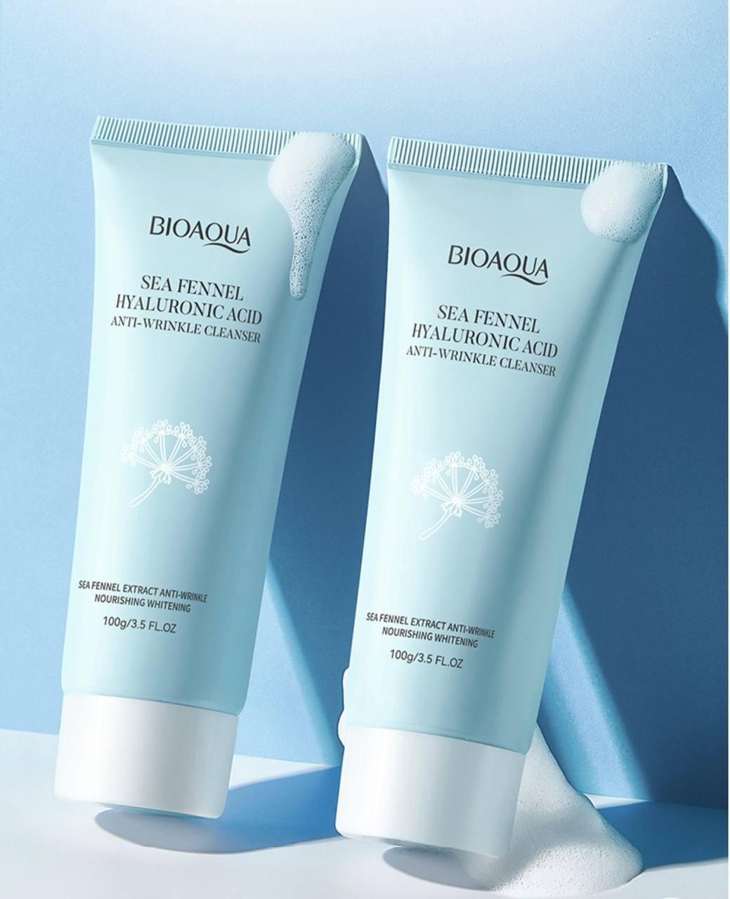 Очищаюча пінка для обличчя Bioaqua Sea Fennel Hyaluronic Acid Anti-Wrinkle Cleanser, 100 г, фото 1