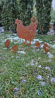 Садовая фигура Vlasket Курица с цыплятами с кортеновской стали 33х39 см 1075