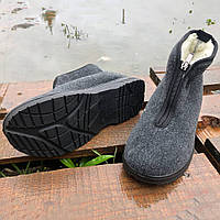 Ботинки мужские утепленные на застежке 43 размер, меховые бурки, обувь рабочие ботинки. GY-634 Цвет: серый
