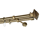 Карниз MStyle для штор металлический двухрядный открытый труба гладкая 19/19 мм Антик Борджеза 300 см