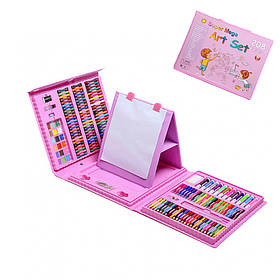 Набір для малювання та творчості у валізці з мольбертом Art Set 208 предметів Рожевий Для дітей