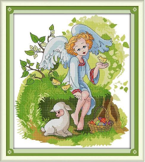 Набір для вишивання за нанесеною на канву схемою "Forest Angel". AIDA 14CT printed 39*44 см