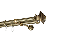 Карниз MStyle для штор металлический двухрядный открытый труба рифленая 19/19 мм Антик Борджеза 240 см