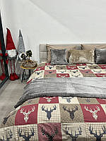 Комплект постельного белья 2- спальный фланель Ecotton Олени на красном