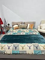 Комплект постельного белья 2- спальный фланель Ecotton Олени на зелёном