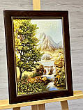 Картина пейзаж з бурштину " Гірська річка ", фото 3