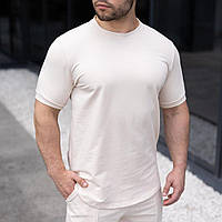 Мужская футболка базовая однотонная кремовая Pobedov Nebo