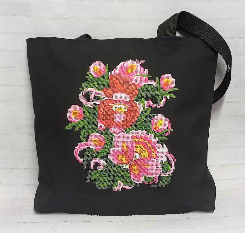 Сумка-шопер для вишивання Україна. Чорна. 33х36х6 см, фото 1