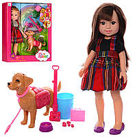 Лялька з собакою і аксесуарами 89016, 2 види Брюнетка