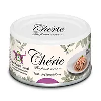 Консервы Cherie Hairball Control для кошек, от комочков шерсти, тунец с лососем в соусе, 80 г