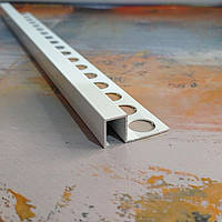 Алюминиевый П-образный бордюр для плитки до 12 мм АДБ 12(Ш 10) Белый краш. L-2.7 м