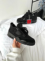 Кросівки Nike Air Jordan 4 retro black-grey/Найк Аір Джордан 4 ретро чорно-сірі