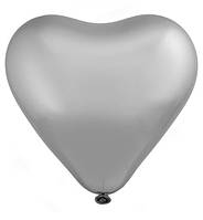 Воздушные шарики "Сердце", 10 шт, Everts, серебро хром, размер - 30 см