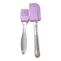 Набір силіконова лопатка та пензлик фіолетовий