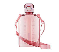 Плоская, квадратная, эксклюзивная бутылка для воды 750 мл. Нежно- розовый