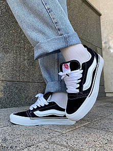 Vans KNU Skool Black White жіночі кеди чорні (14253)