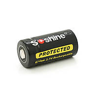 Аккумулятор 16340/CR123 Li-Ion Soshine 16340P-3.7-700 Protected, 700mAh, 0.7A, 4.2/3.6/2.75V, Black(34194#)