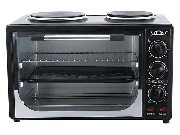 Духовка з 2 конфорками VOV VEOHP-30L (30 л, нержавіюча сталь, компактна), фото 1