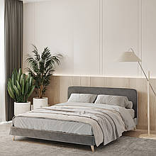 Двоспальне ліжко Хюгге з м'якою обивкою 900*1672*2076 мм Сірий