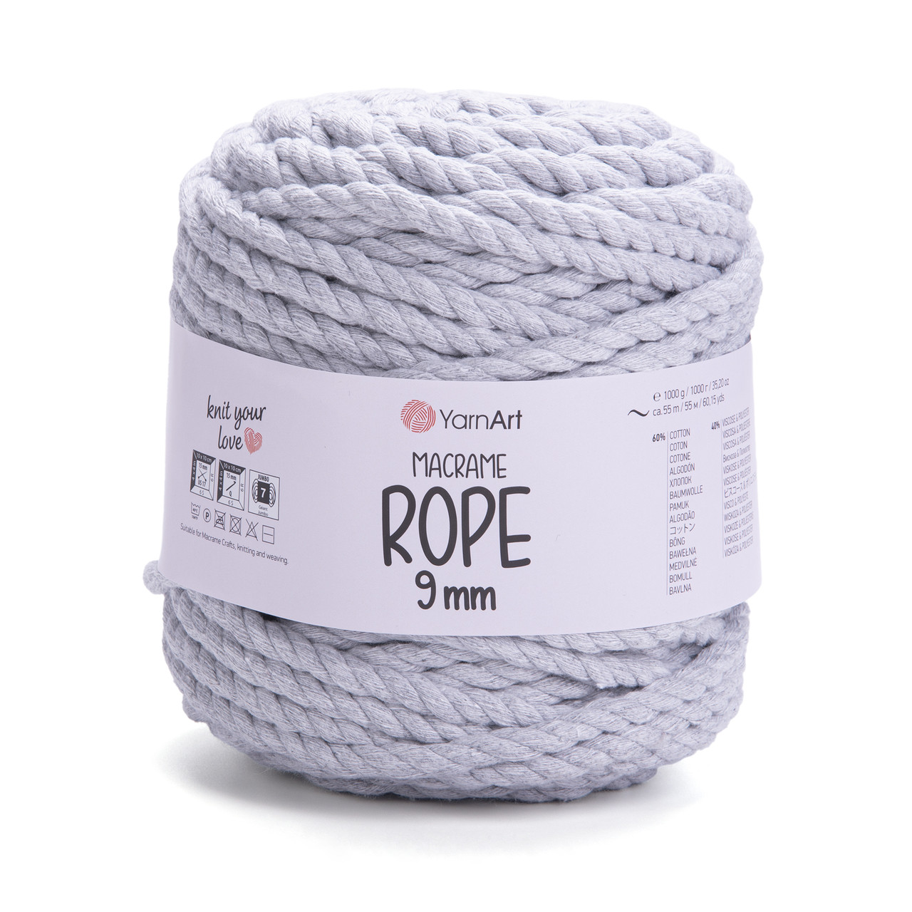 Yarnart MACRAME ROPE 9 мм (Ярнарт Макраме Роп 9 мм) № 756 сірий (Пряжа, нитки для в'язання), фото 1