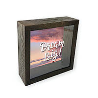 Дерев'яна копілка (скарбничка) 20*20 см "Dream big" скринька-коробка на гроші