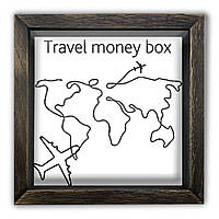 Дерев'яна копілка (скарбничка) 20*20 см "Travel money box" скринька-коробка на гроші