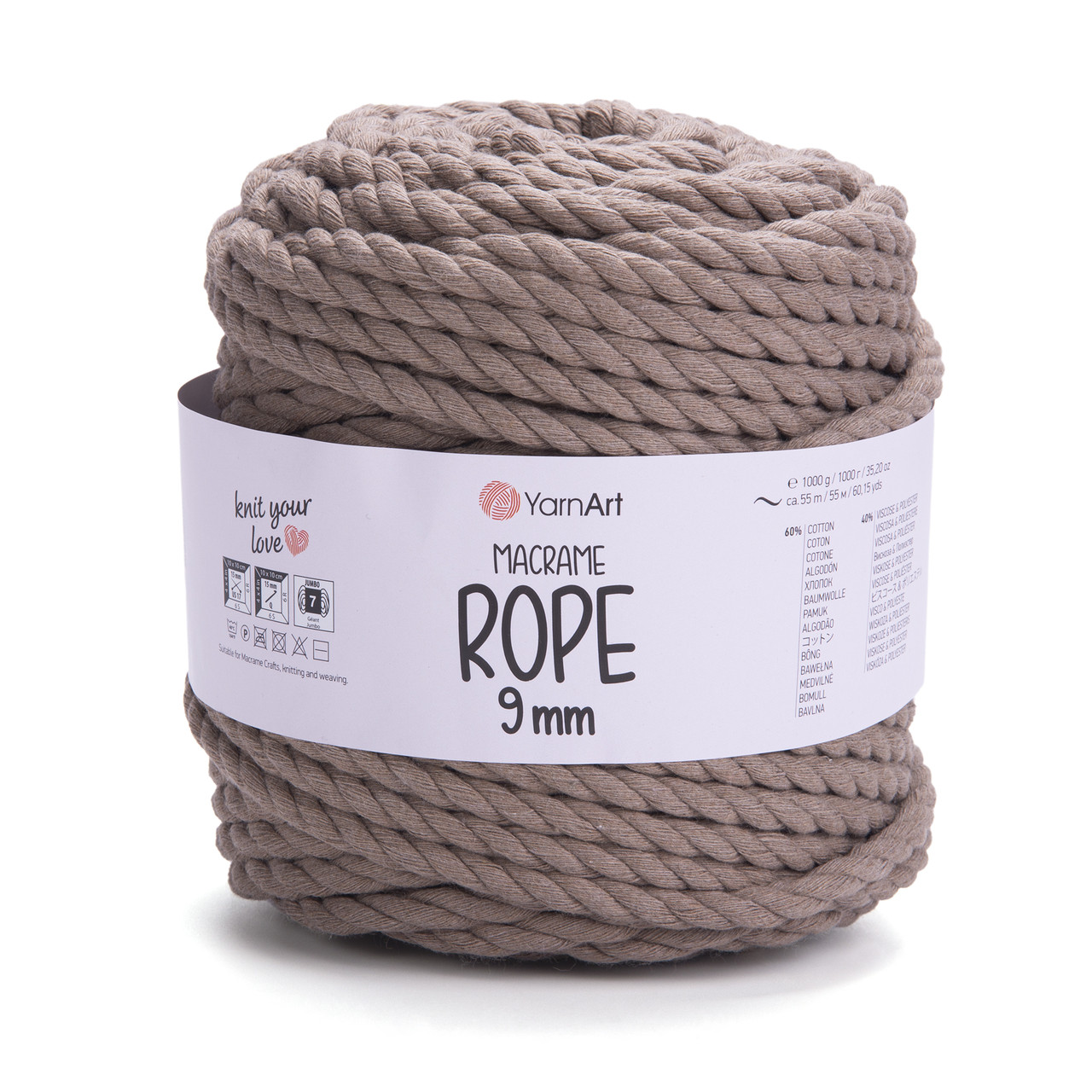 Yarnart MACRAME ROPE 9 мм (Ярнарт Макраме Роп 9 мм) № 768 какао (Пряжа, нитки для в'язання)