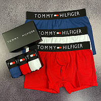 Набір чоловічих якісних трусів боксерів Tommy Hilfiger 3 шт чоловічі труси томами в подарунковій коробці