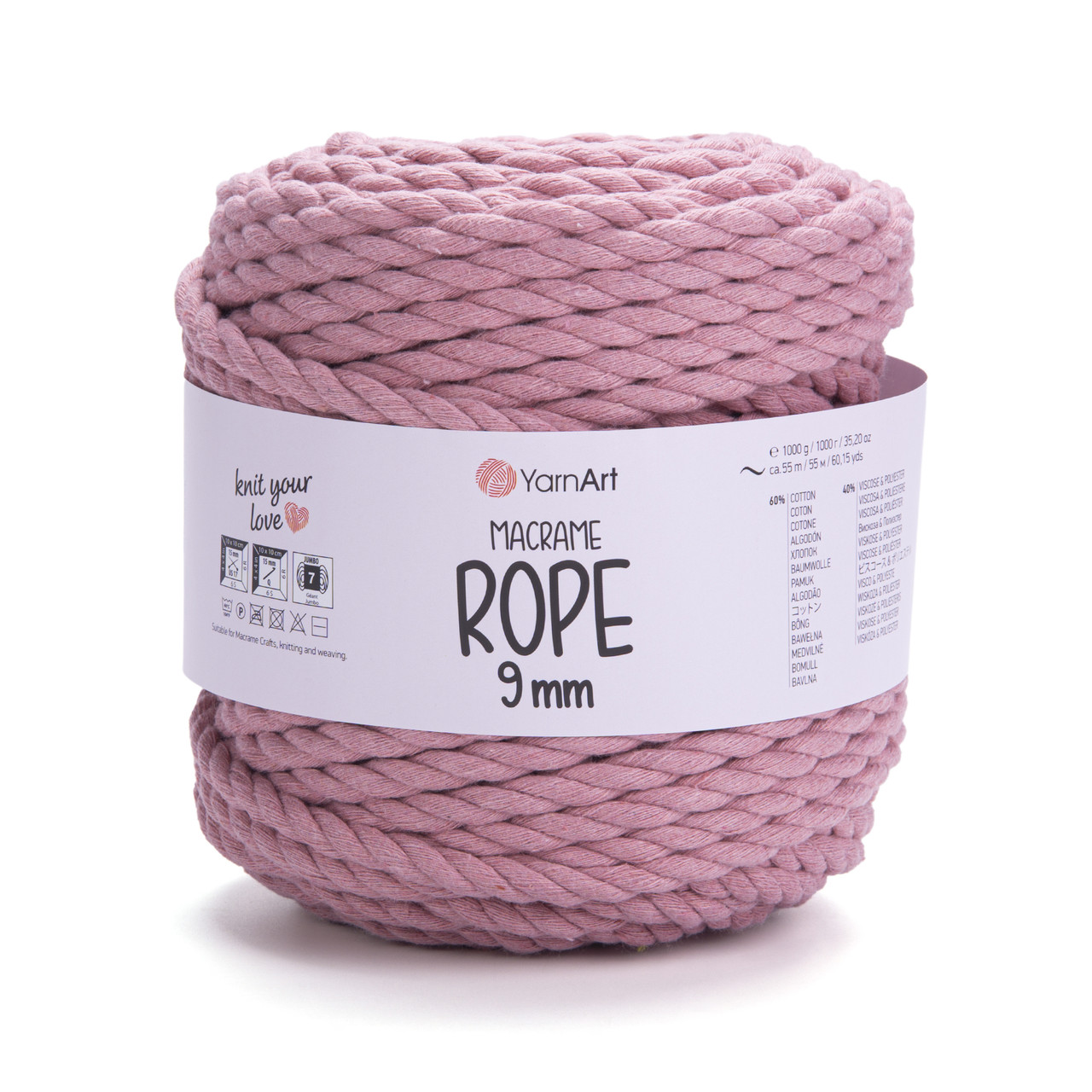 Yarnart MACRAME ROPE 9 мм (Ярнарт Макраме Роп 9 мм) № 792 рожевий (Пряжа, нитки для в'язання)