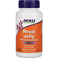 Натуральная добавка для иммунитета NOW Foods Royal Jelly 1500 mg 60 Veg Caps NF2565 KB, код: 7737400